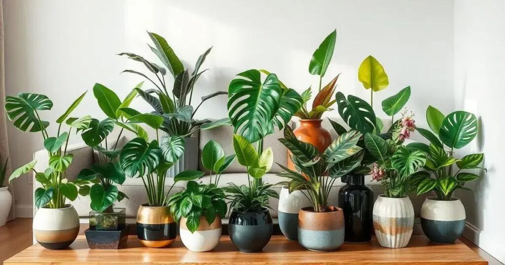 plantas na decoração da sala